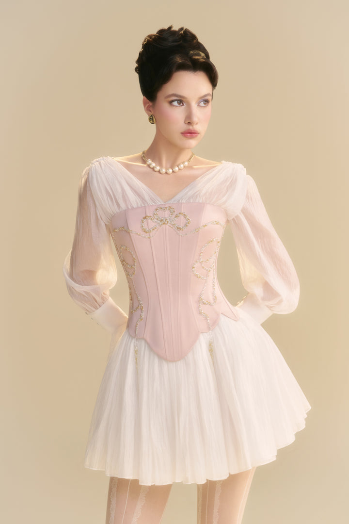 Cyralyn V-Neck Gathering Mini Dress - MEAN BLVD