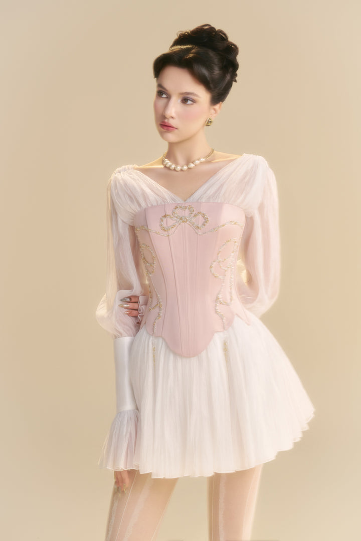 Cyralyn V-Neck Gathering Mini Dress - MEAN BLVD