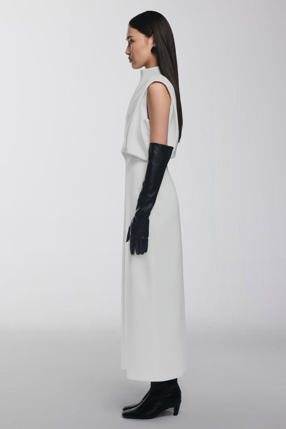 Ethel High Neck Draped Midi Dress