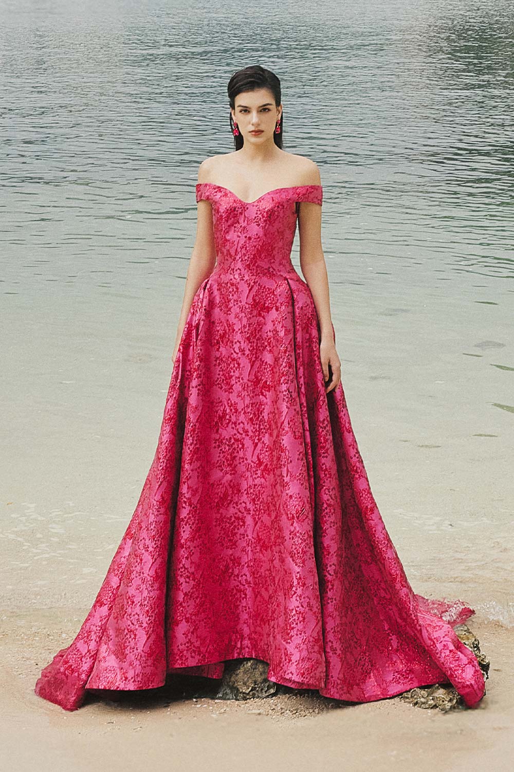 off shoulder dress xl Quintero Pegged Off-Shoulder Polyester Maxi Dress