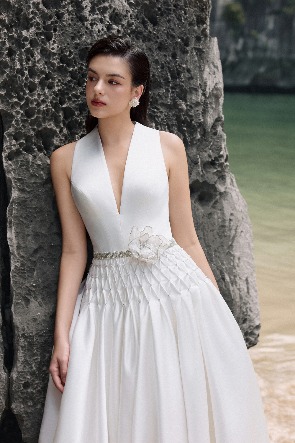 Women's Adelynn Drop Waist Flared Taffeta Floor Length Dress XS/S/M/L/XL/XXL/Customize/White/MEAN BLVD White / S Women's Adelynn Drop Waist Flared Taffeta Floor Length Dress XS/S/M/L/XL/XXL/Customize/White/MEAN BLVD White / S