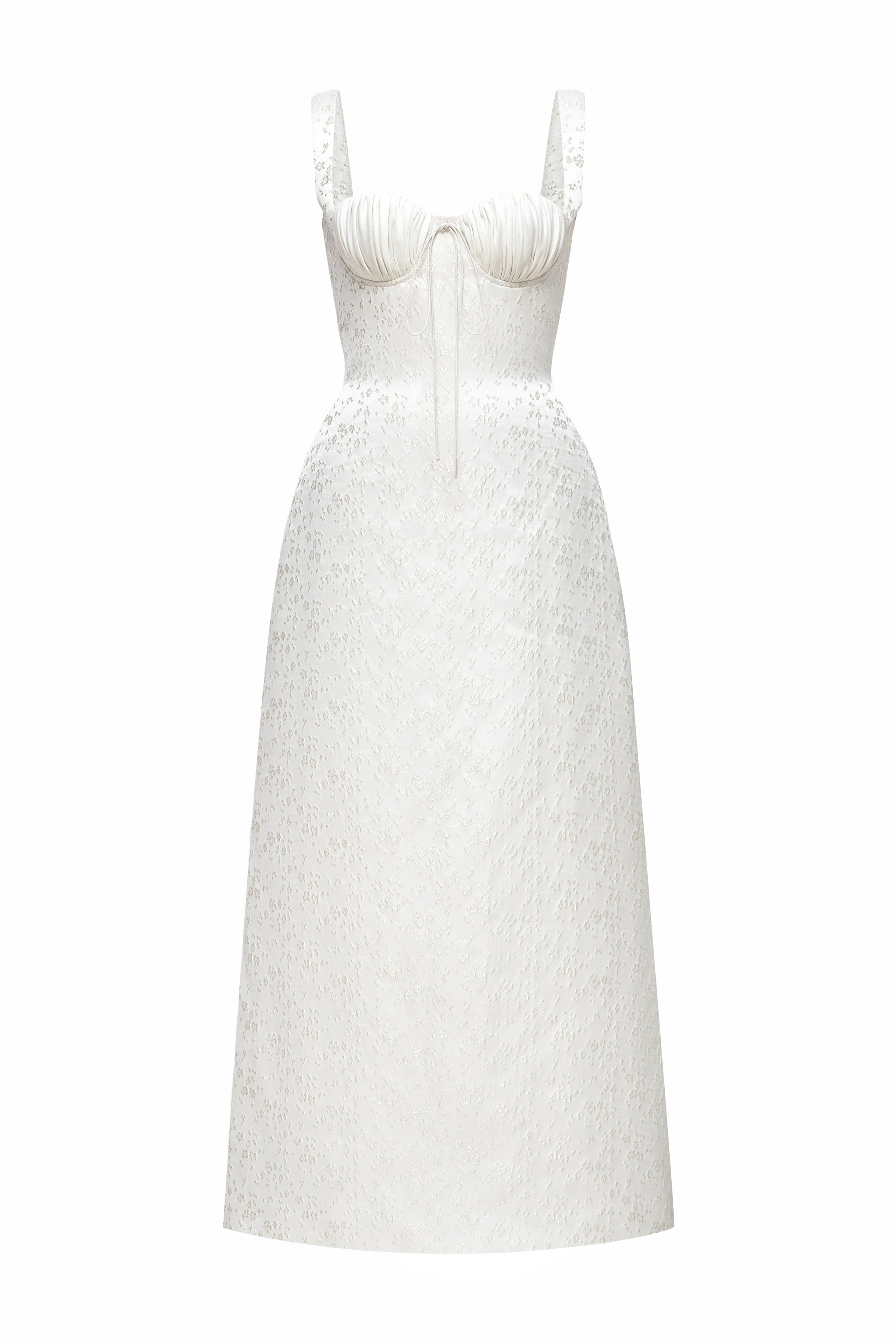 Aurea Sweetheart Draped Midi Dress