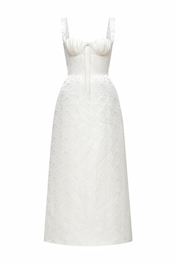 Aurea Sweetheart Draped Midi Dress