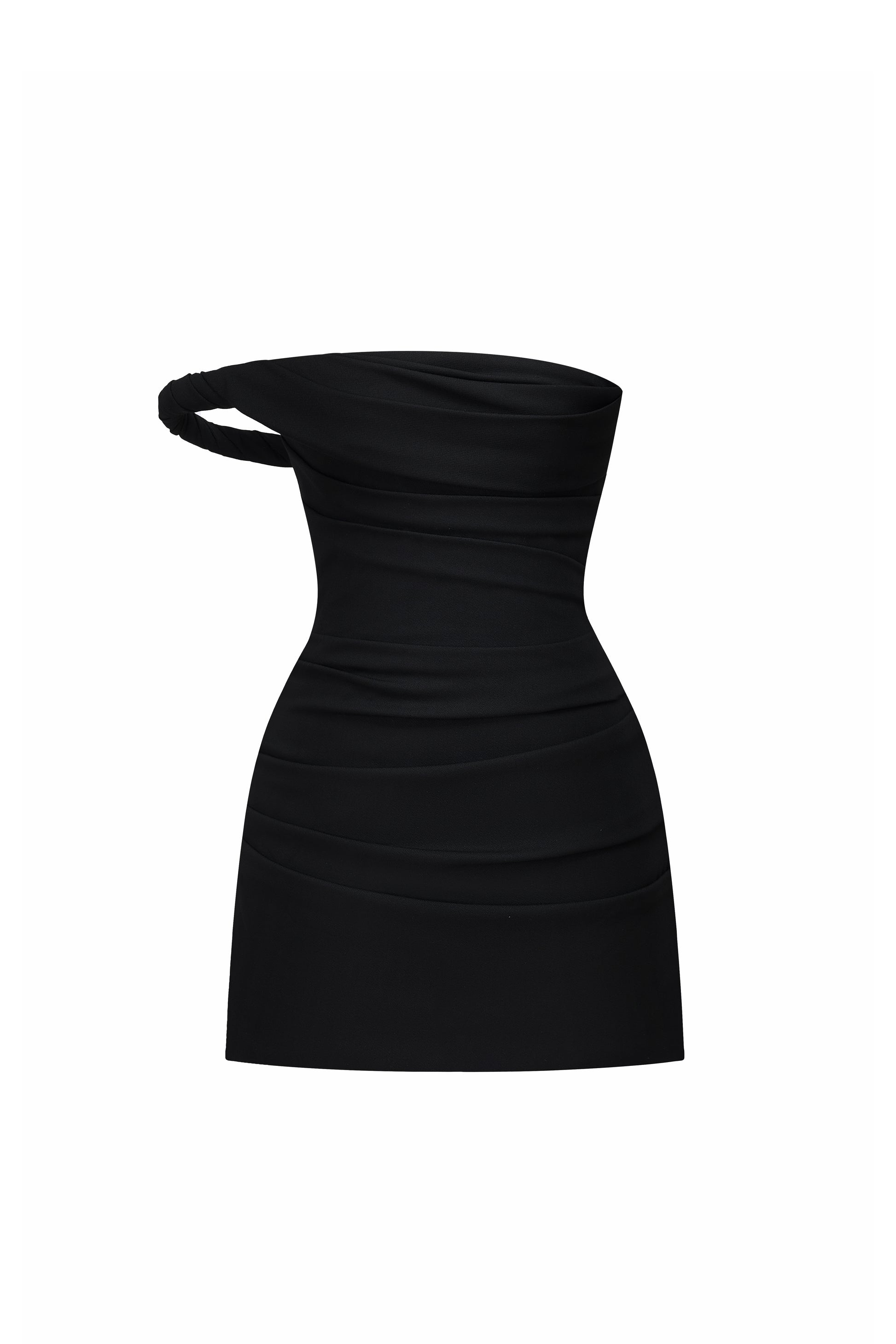 straight neck black mini dress Sharley Mini Dress