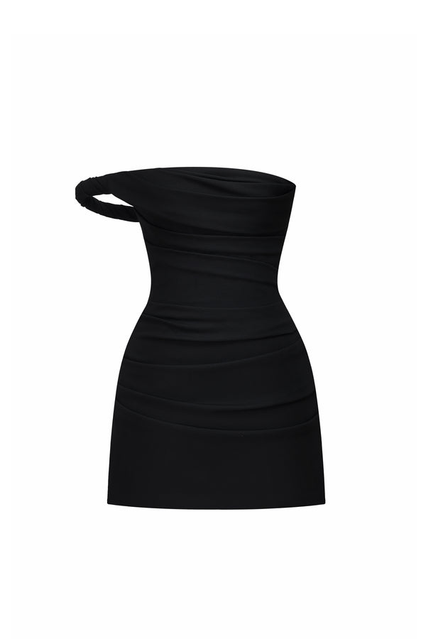 Madeleine Straight Across Neck Draped Mini Dress