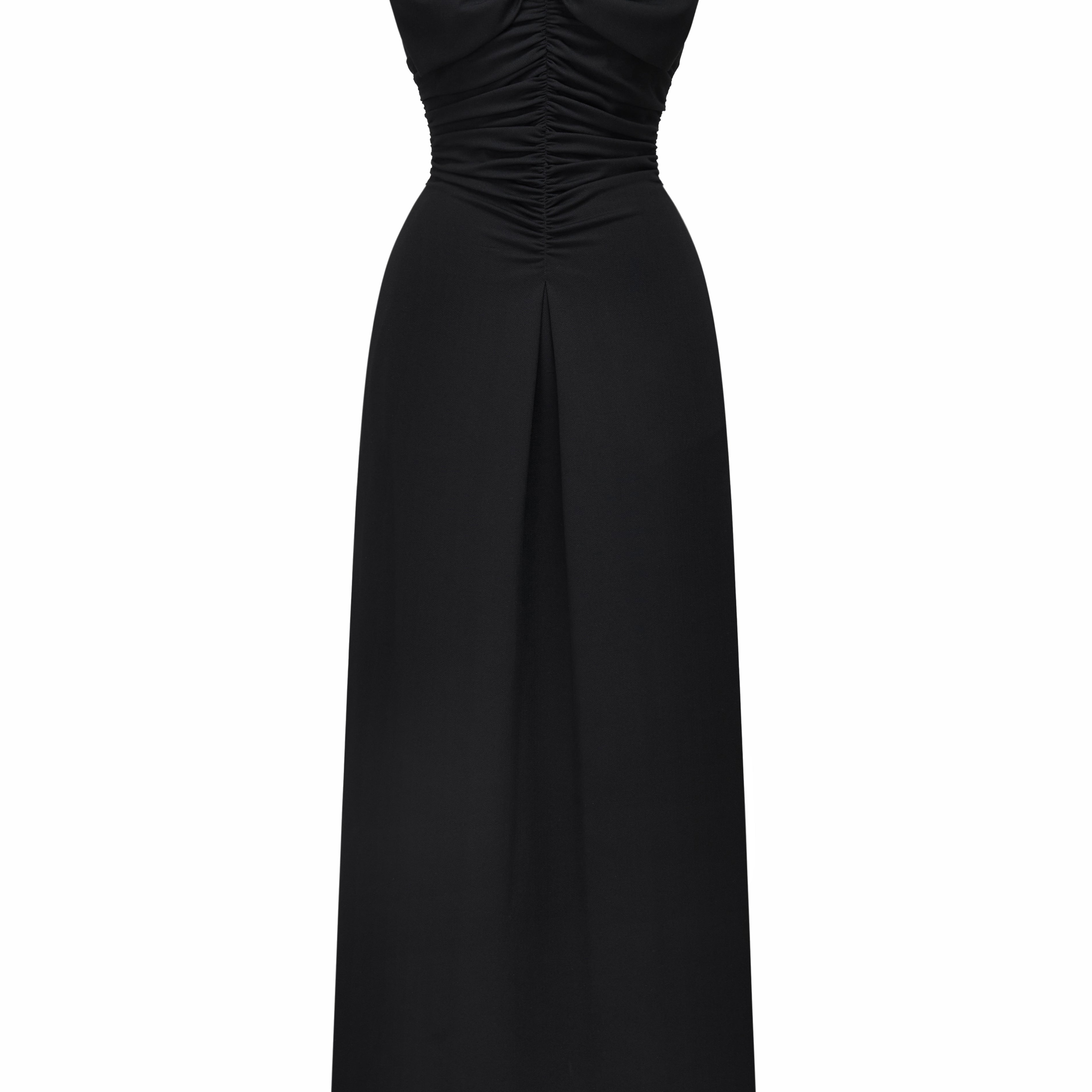 Dominique Sweetheart Draped Midi Dress