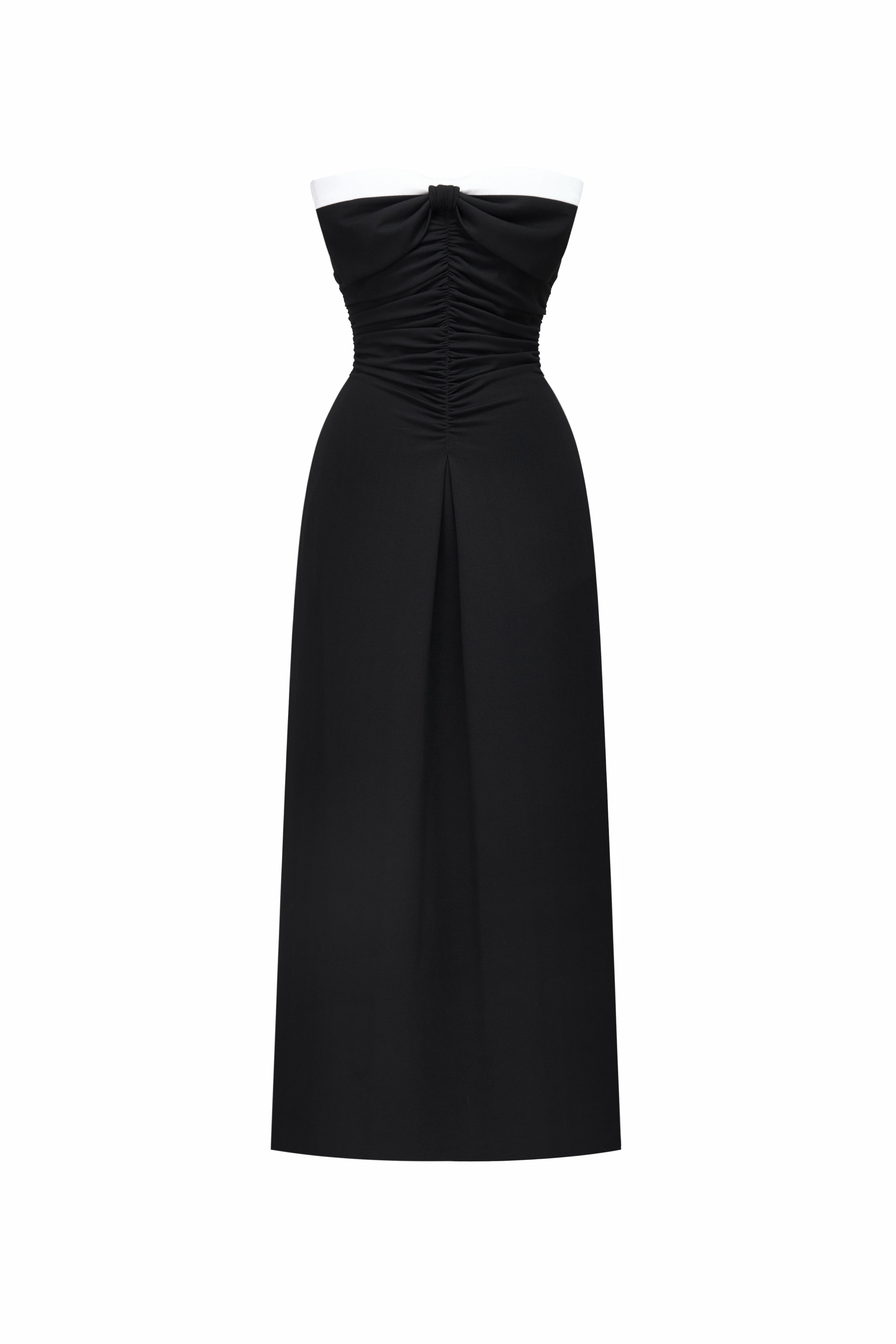 Dominique Sweetheart Draped Midi Dress