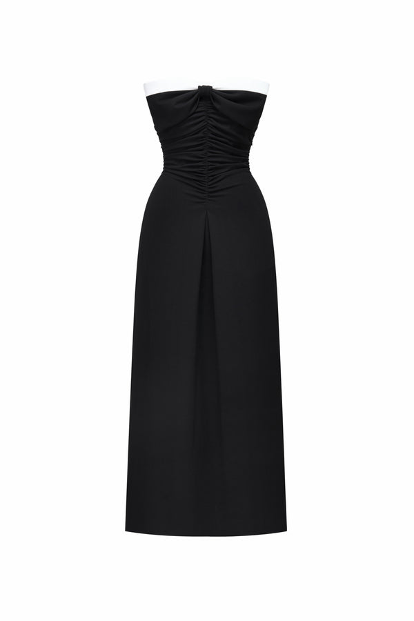 Dominique Sweetheart Draped Midi Dress