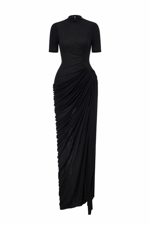 Colette High Neck Draped Maxi Dress