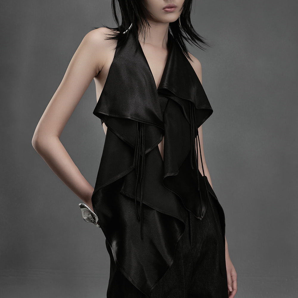 Musel Halter Sleeveless Silk Top