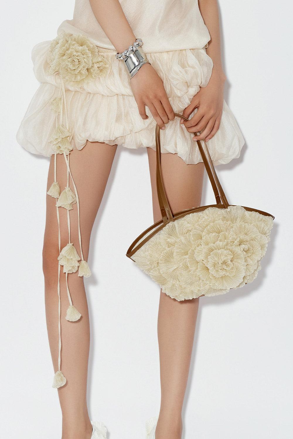 Kehlani Flower Applique Mesh Bag