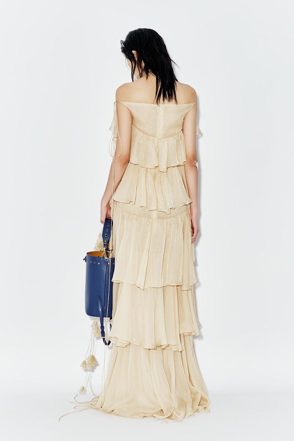 Gelsemium Layered Ruffled Chiffon Floor Length Dress