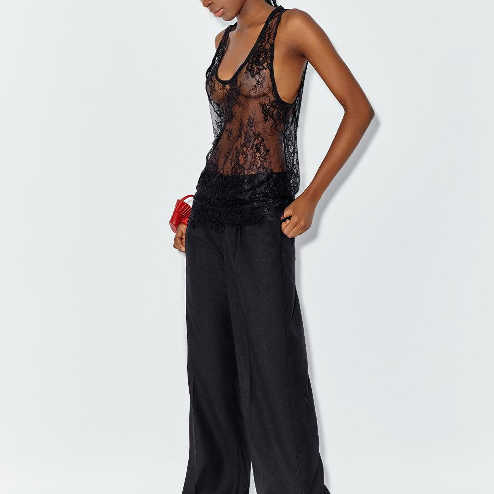 Hoya Straight Wide Leg Chiffon Floor Length Pants