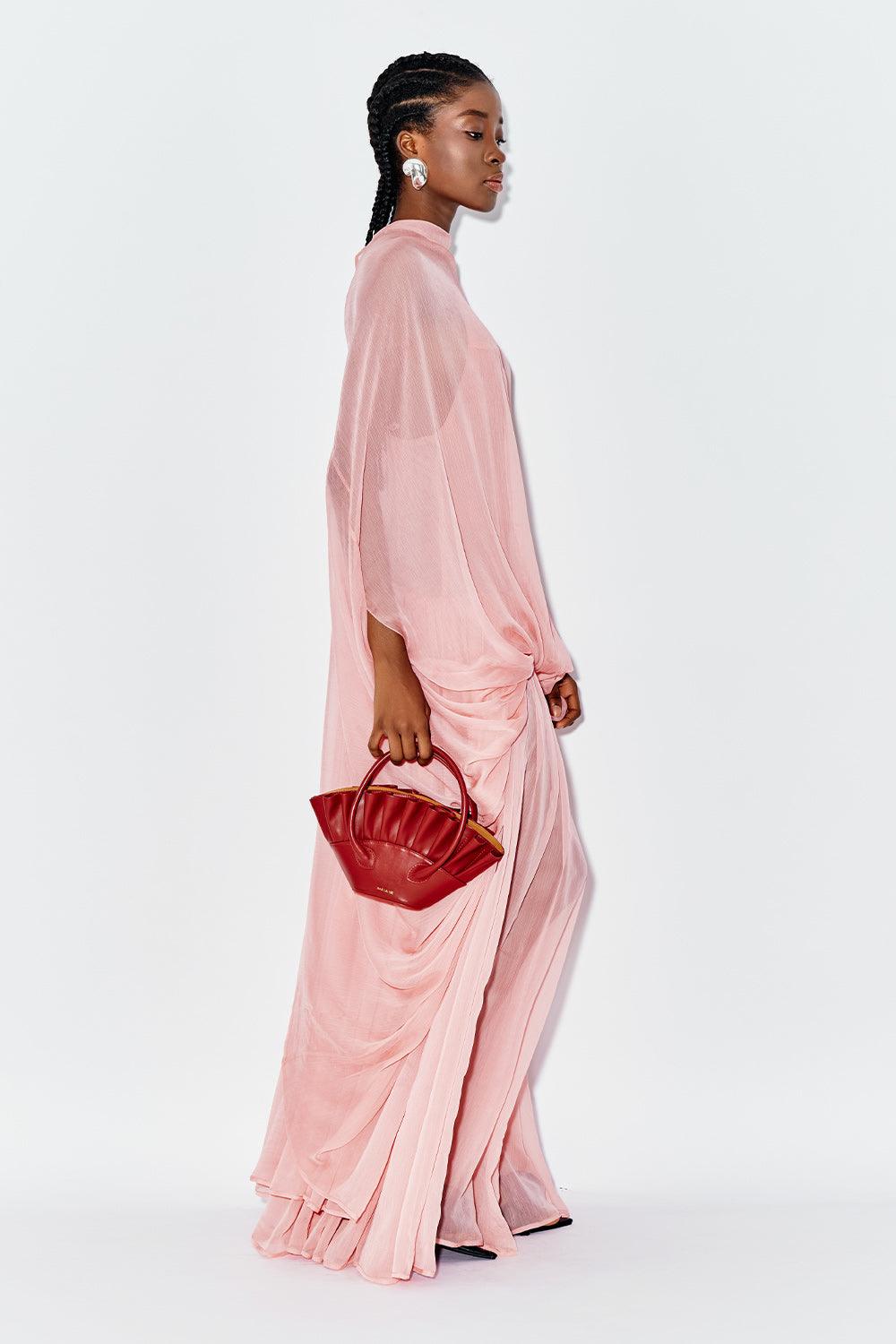Carnation Blouson Gathered Chiffon Maxi Dress