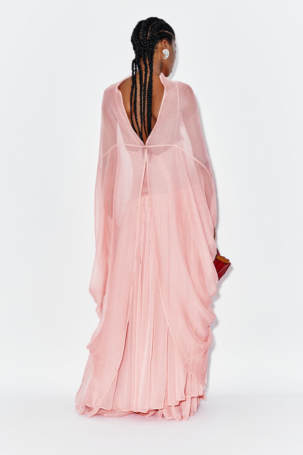 Carnation Blouson Gathered Chiffon Maxi Dress