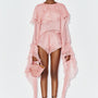 Lanata Blouson Flute Sleeved Chiffon Extra Short Length Set