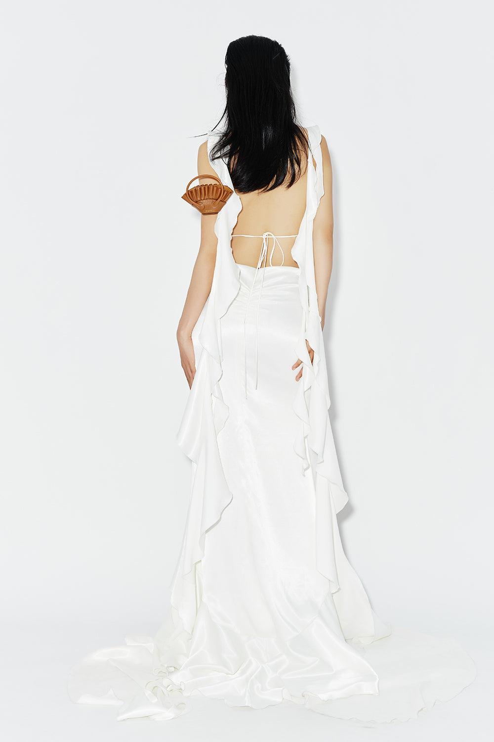 Camomlie Asymmetric Ruffled Silk High-low Dress