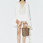 Oncidium Blouson Plunge Neck Chiffon Top
