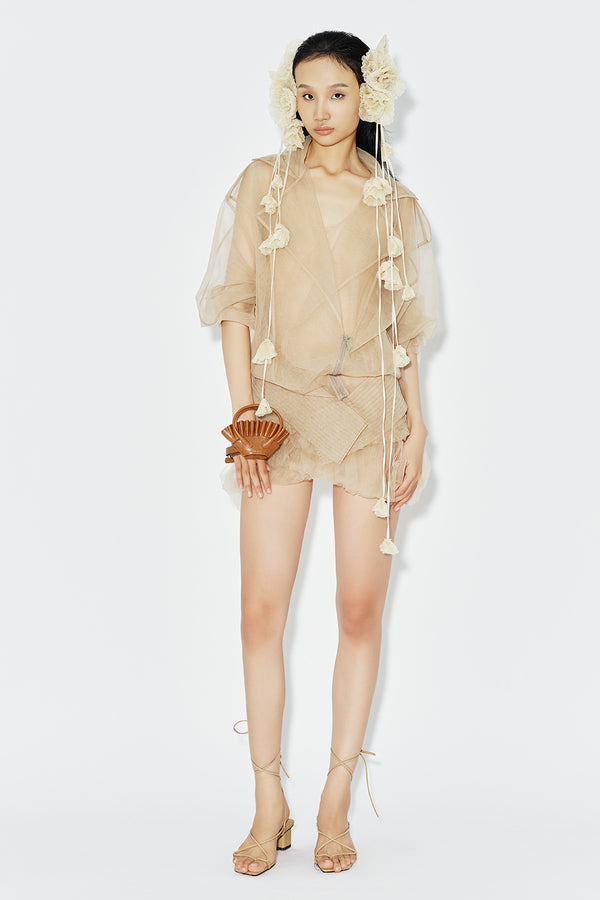 Crocus Straight See-Through Chiffon Jacket