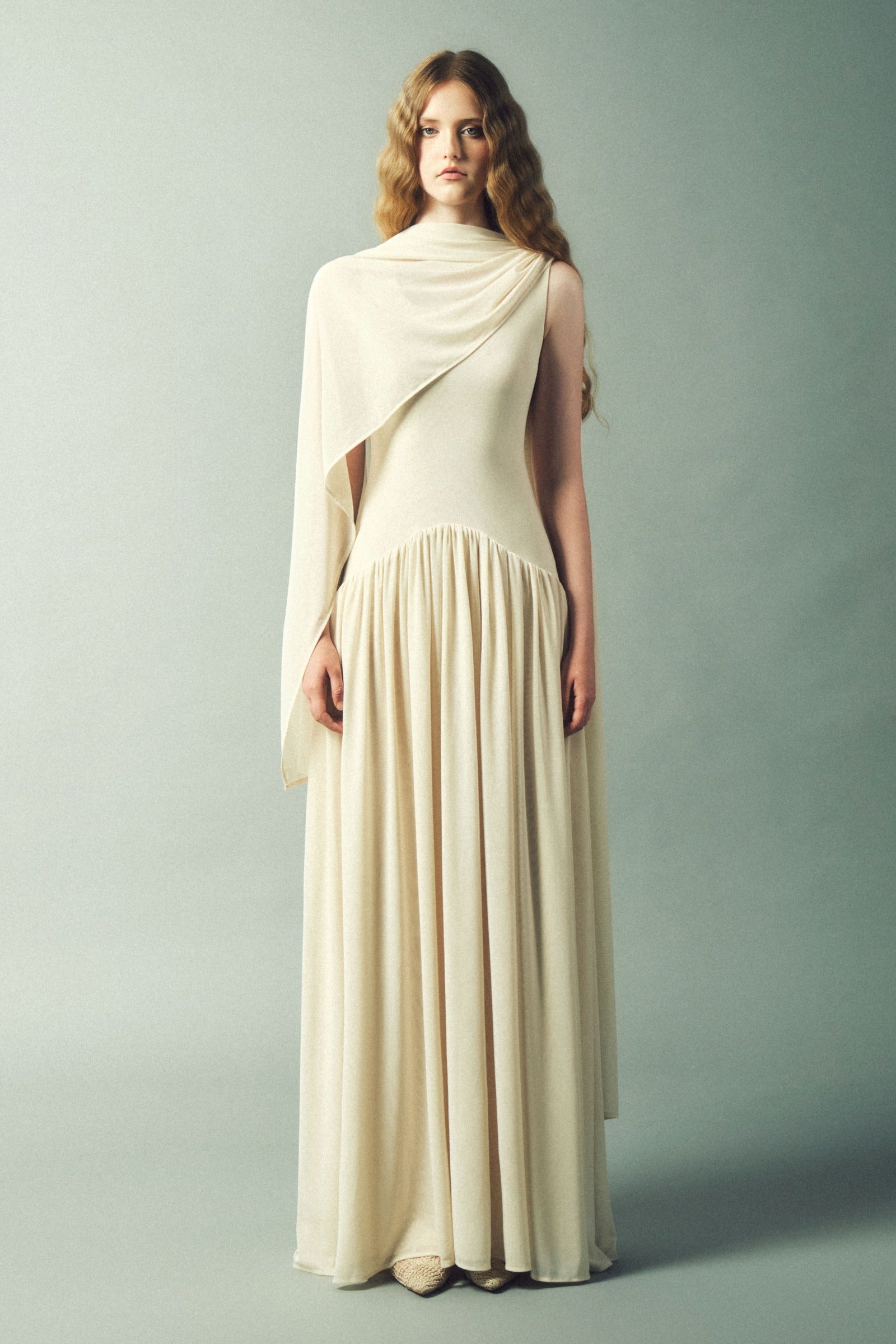 Dahlia Asymmetric Sleeve Maxi Dress