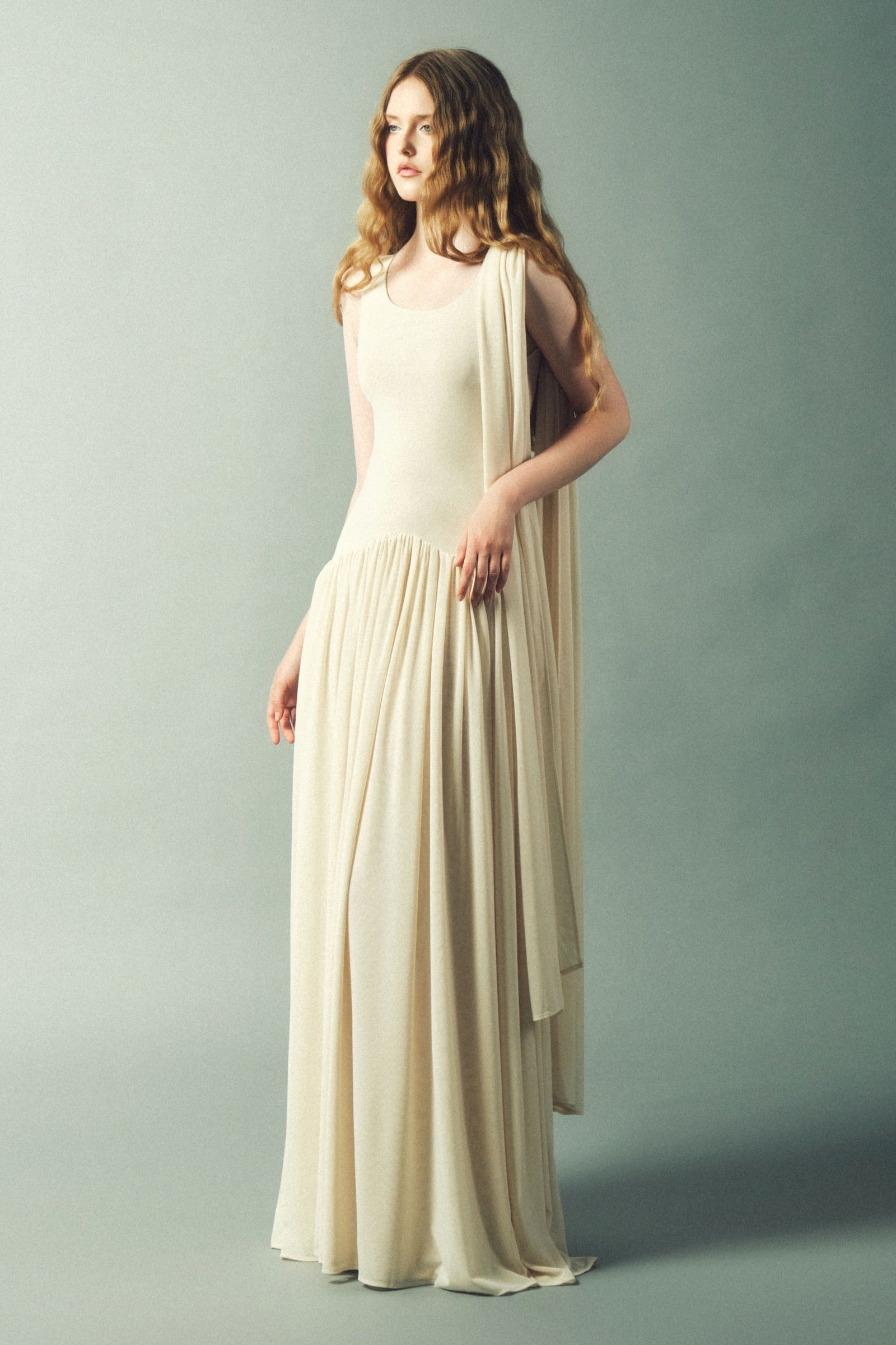 Dahlia Asymmetric Sleeve Maxi Dress