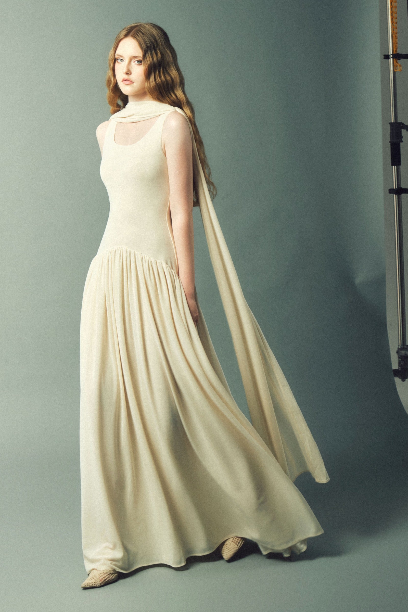 Dahlia Asymmetric Sleeve Maxi Dress