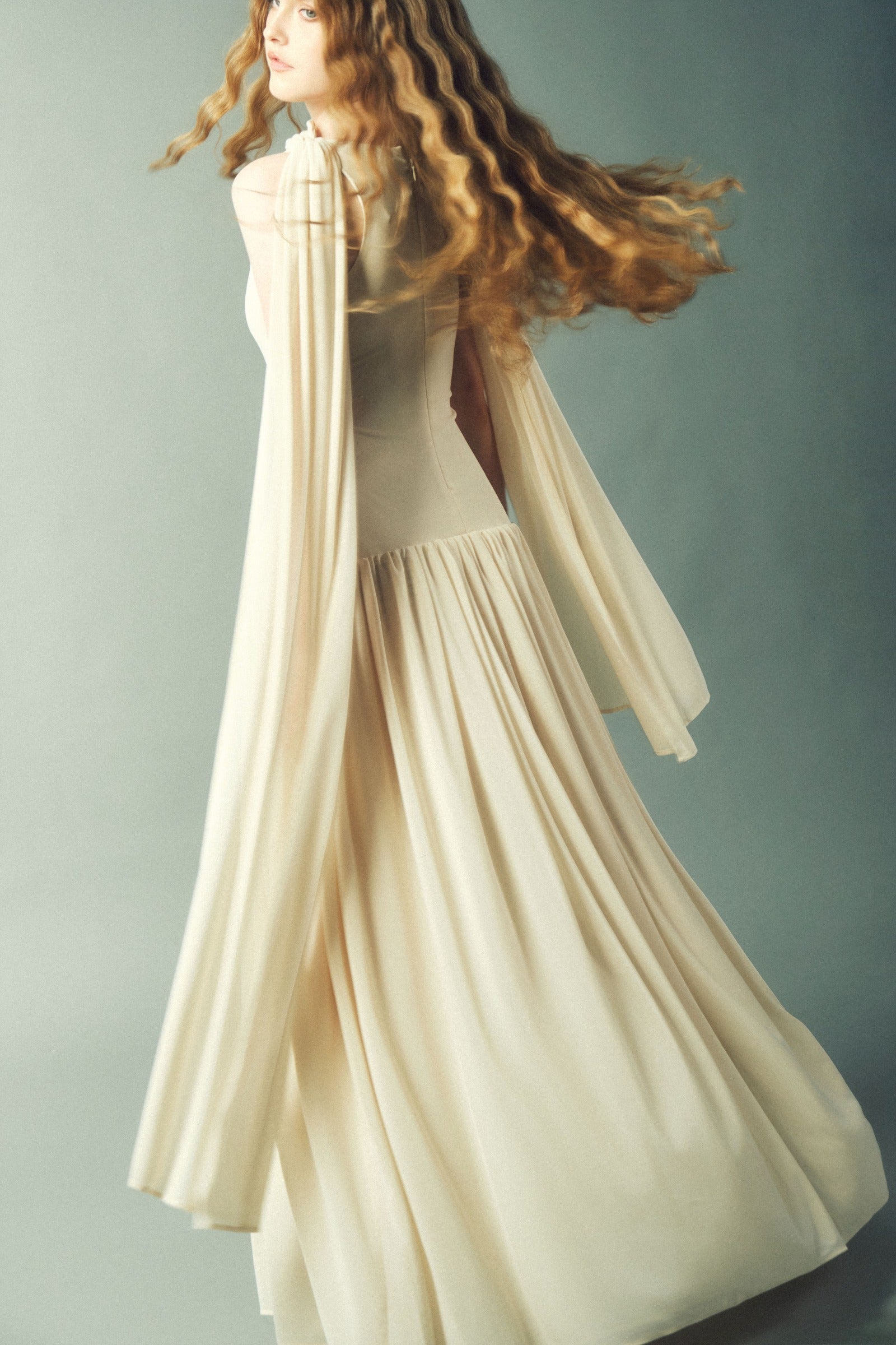 Dahlia Asymmetric Sleeve Maxi Dress