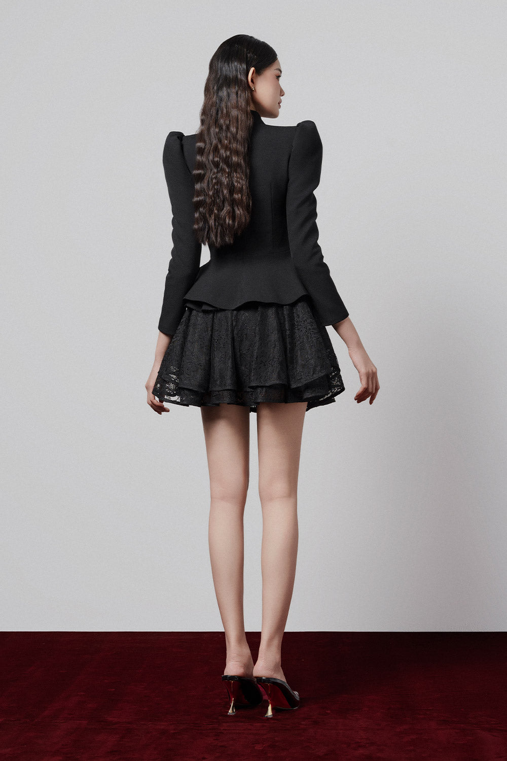 Florence Peplum V-Neck Cotton Twill Top