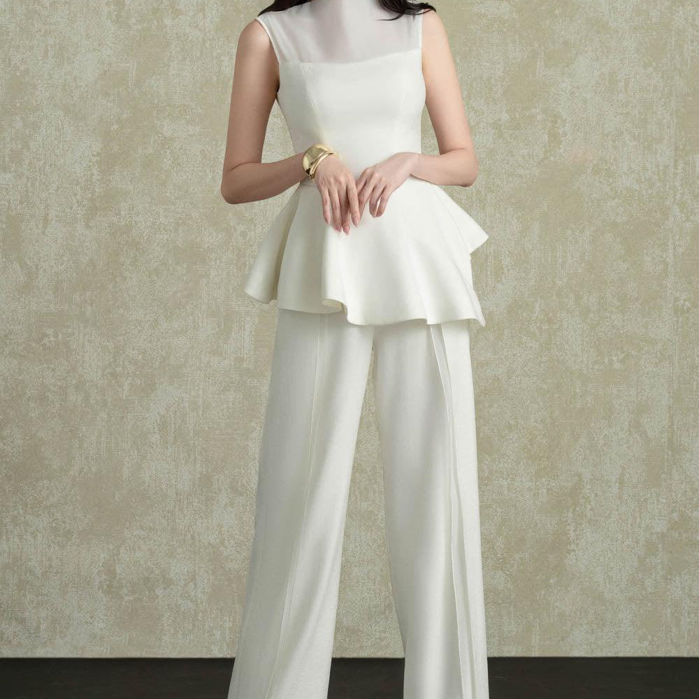Noren Straight Wide Leg Stretch Twill Floor Length Pants