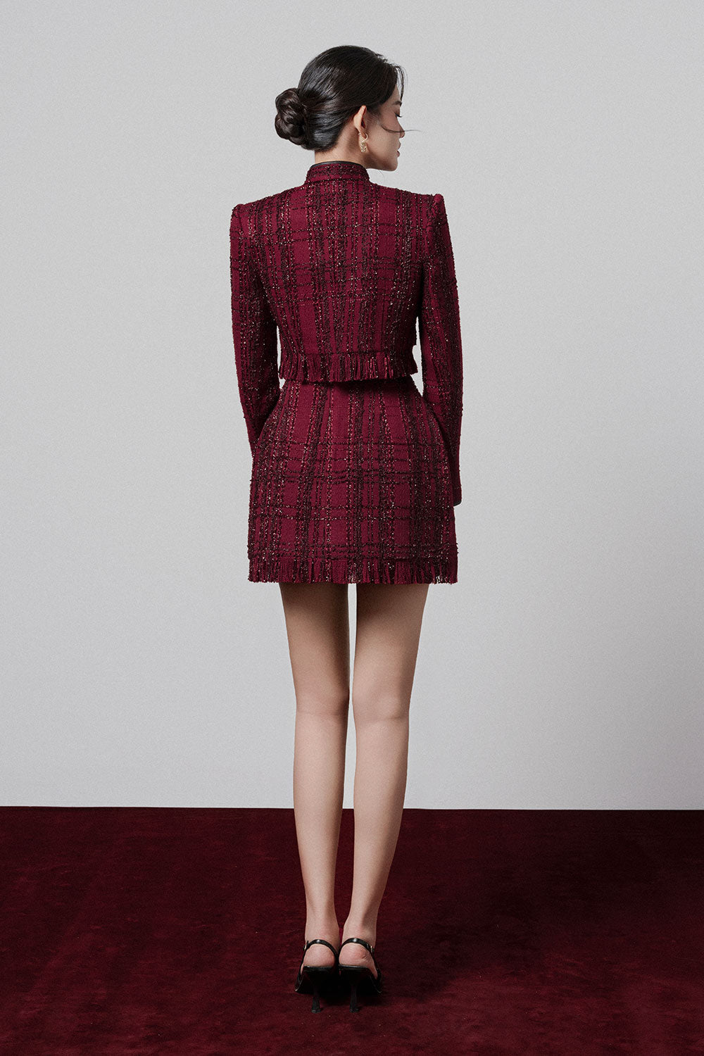 Maeva A-line Fringed Tweed Mini Skirt