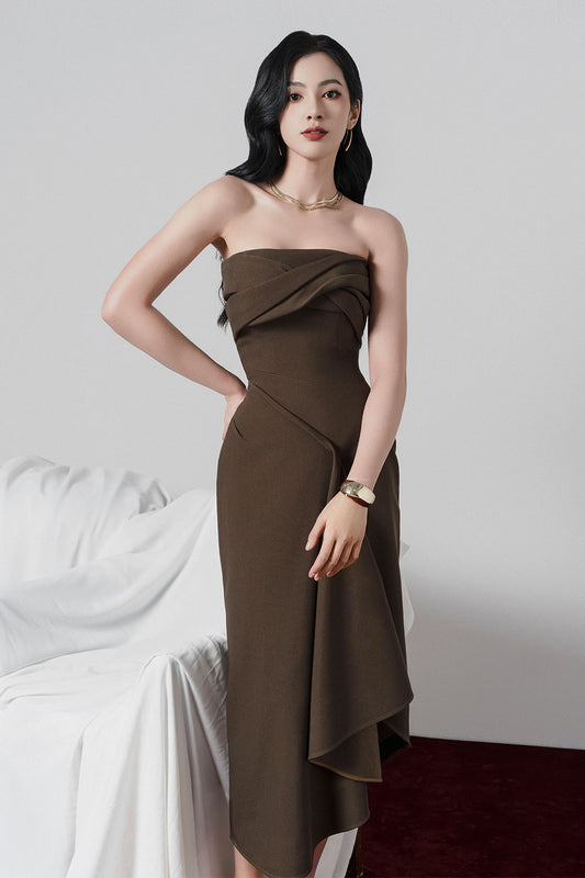 Carmen Strapless Asymmetric Kate Midi Dress