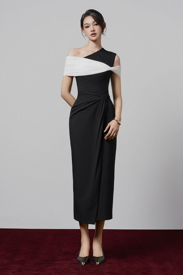 Olivia Pegged Twisted Polycotton Midi Dress