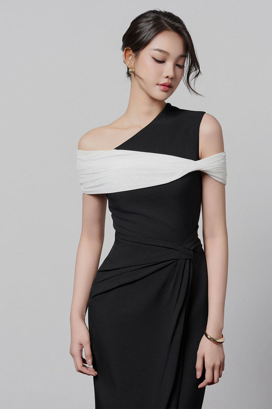 Olivia Pegged Twisted Polycotton Midi Dress