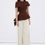 Sienna Peplum Asymmetric Sleeved Raw Fabric Top