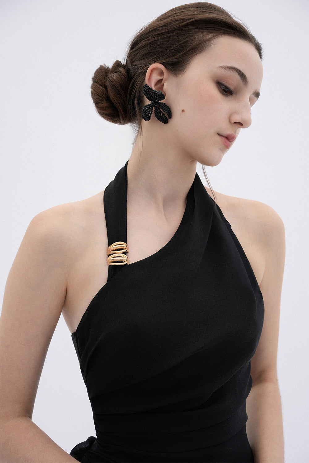 Elowen A-line Halter Neck Linen Midi Dress