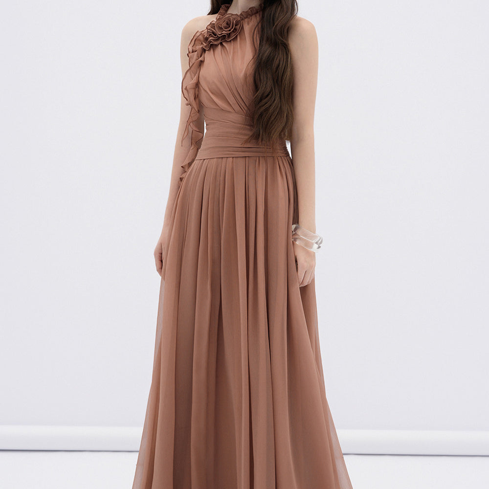 Mireille A-line Flared Chiffon Maxi Dress