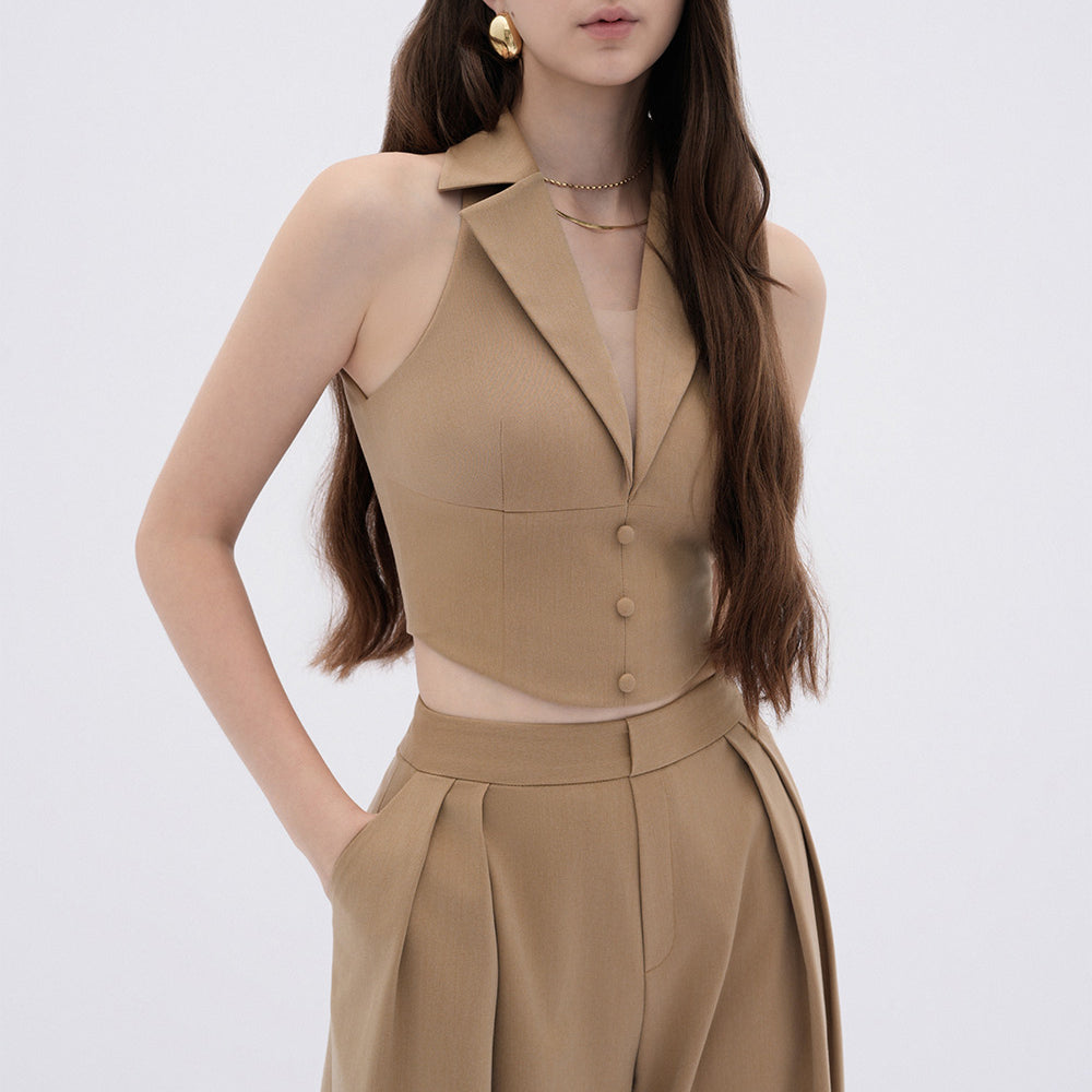 Stella Straight Wide Leg Khaki Floor Length Pants