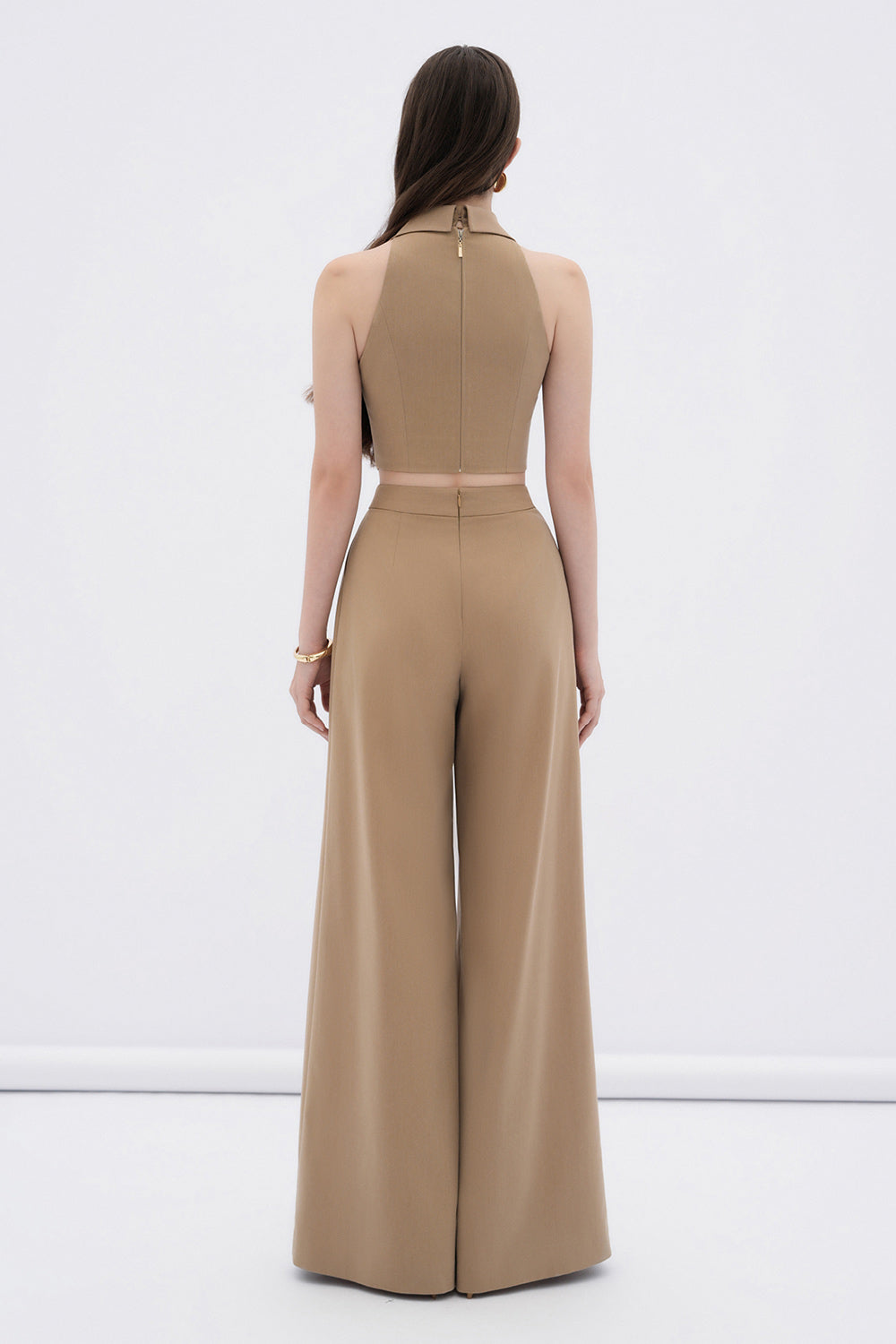 Stella Straight Wide Leg Khaki Floor Length Pants