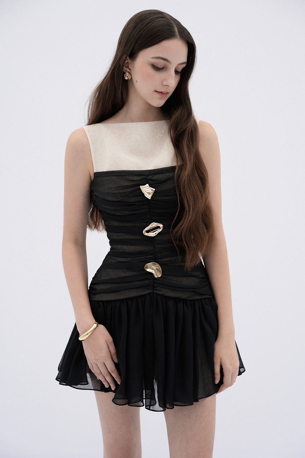 Faye Drop Waist Boat Neck Linen Mini Dress