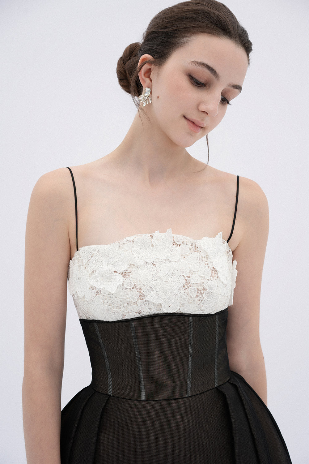 Vela A-line Corset Waist Mesh Midi Dress