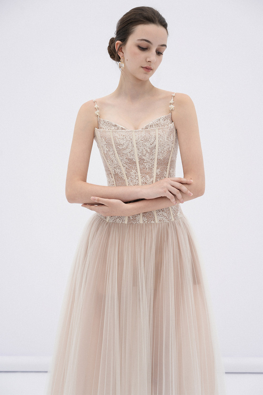 Alizea Drop Waist Corset Waist Lace Maxi Dress