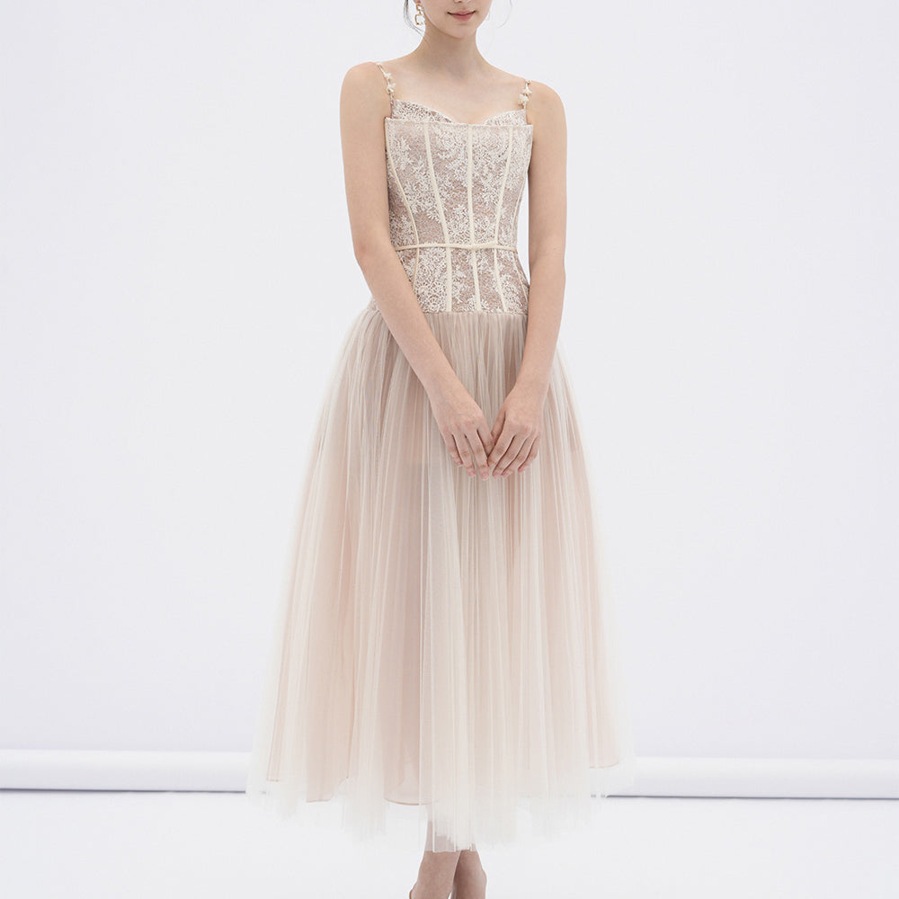 Alizea Drop Waist Corset Waist Lace Maxi Dress