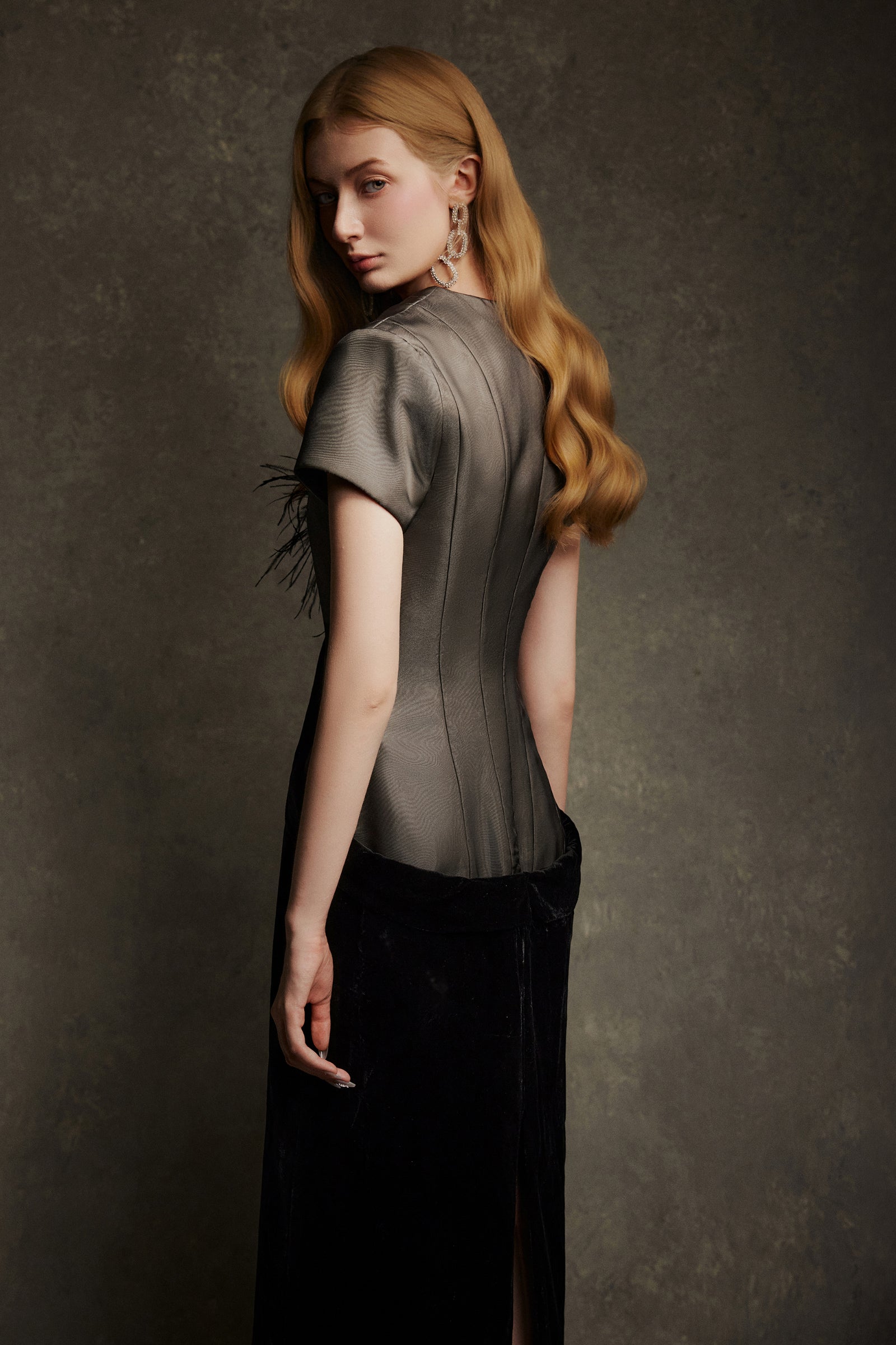 Noir V-Neck Midi Dress