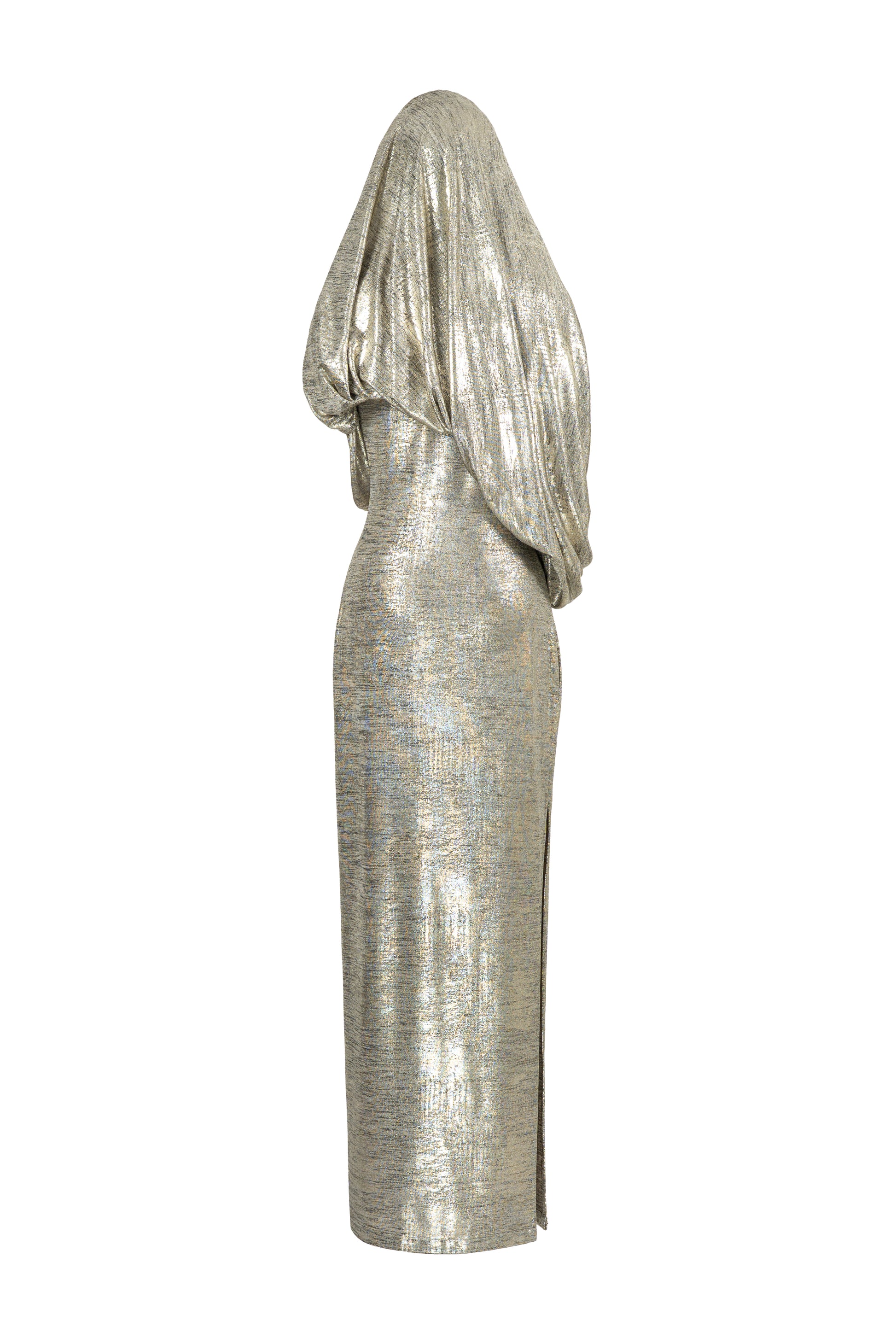 Lustre Asymmetric Neck Maxi Dress