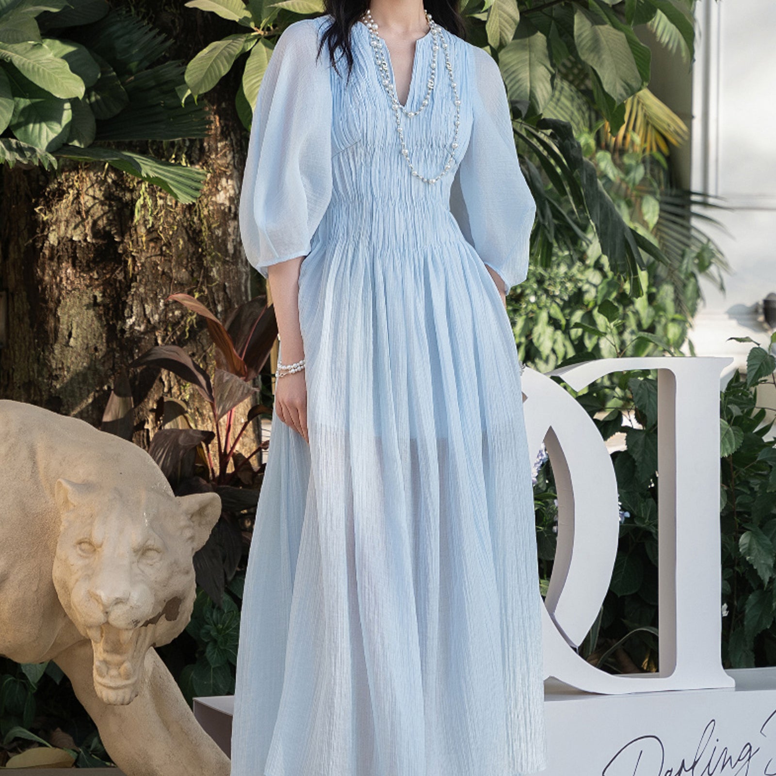 Wales Puff Sleeve Midi Dress