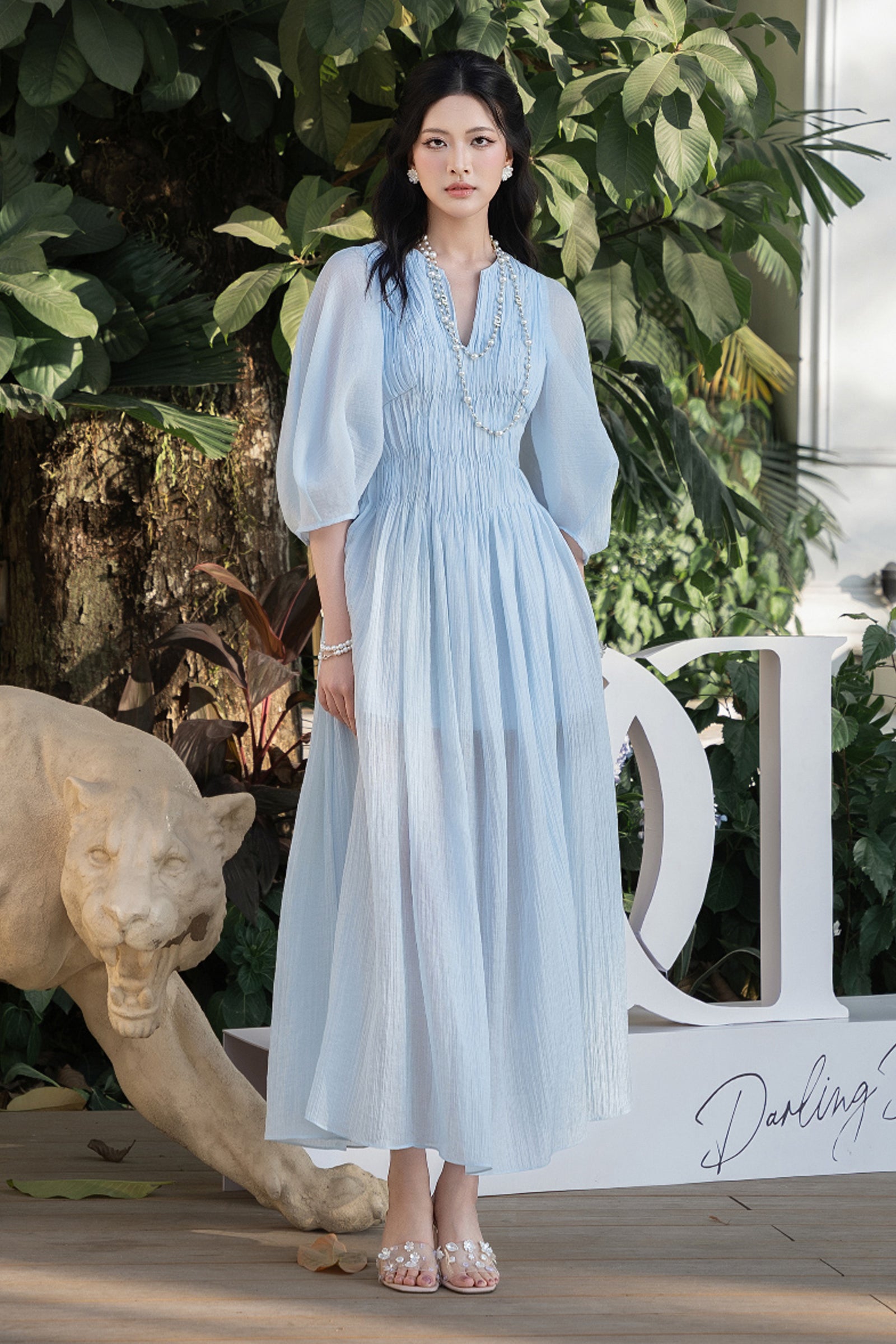 Wales Puff Sleeve Midi Dress