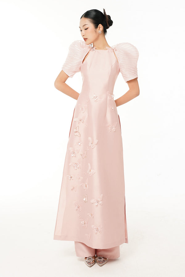 An Hy A-line Cut-Out Taffeta Floor Length Ao Dai