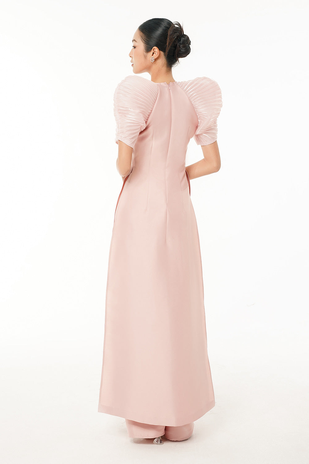 An Hy A-line Cut-Out Taffeta Floor Length Ao Dai Set