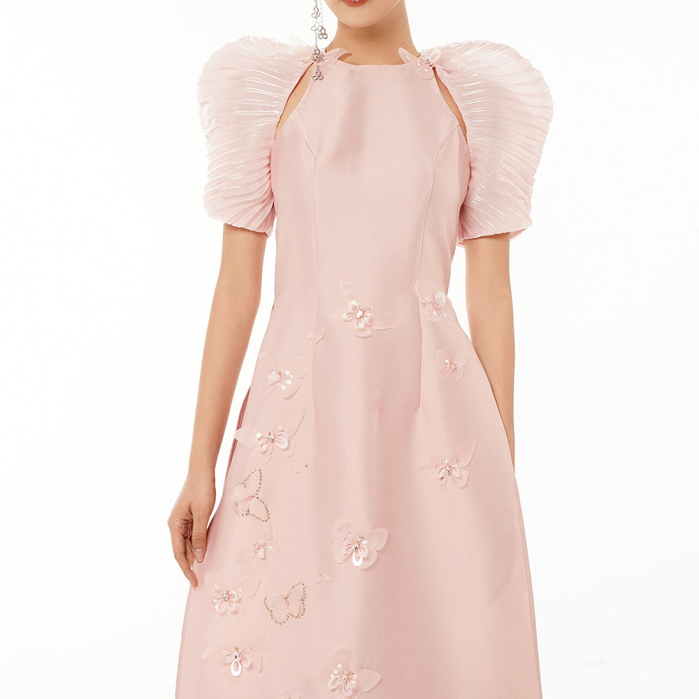 An Hy A-line Cut-Out Taffeta Floor Length Ao Dai Set