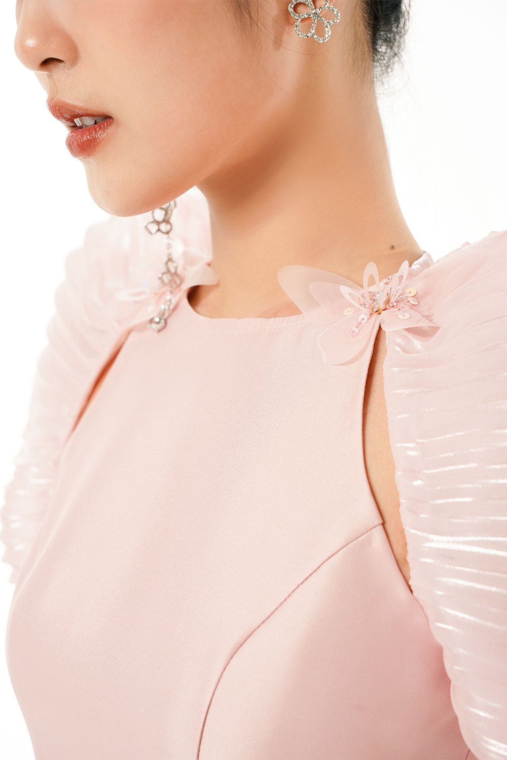 An Hy A-line Cut-Out Taffeta Floor Length Ao Dai Set